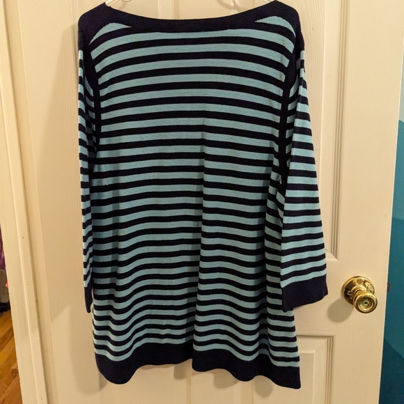 ‼️CLEARANCE   Talbots lightweight, 3/4 sleeve, blue striped sweater, size 3X - Picture 8 of 11